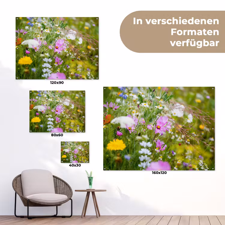 Bloemen - Natuur - Groen - Gras - Paars - Wit tuinposter los doek klein -Xsfeer9_DE