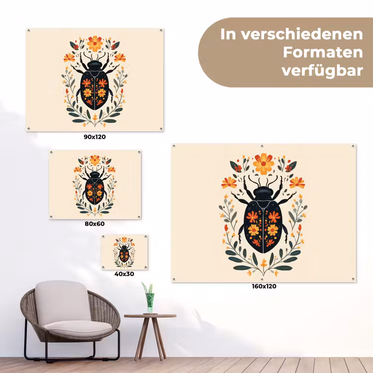 Bloemen - Oranje - Planten - Sierlijk tuinposter los doek klein -Xsfeer9_DE
