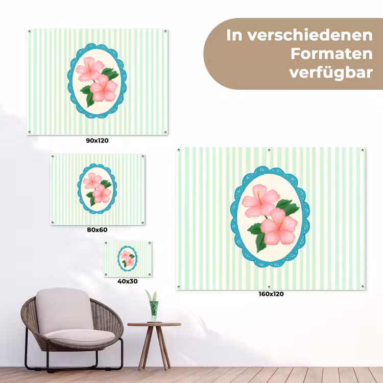 Bloemen - Ovaal - Strepen - Groen tuinposter los doek klein -Xsfeer9_DE
