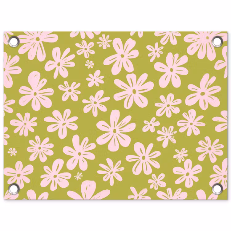 Bloemen - Roze - Getekend - Patroon tuinposter los doek klein -3d