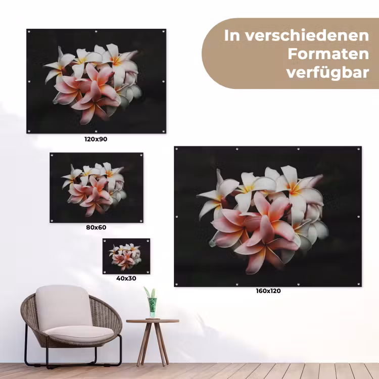 Bloemen - Roze - Zwart - Flora - Botanisch tuinposter los doek klein -Xsfeer9_DE