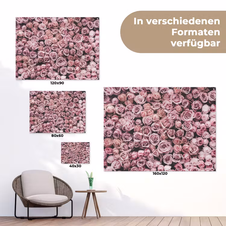 Bloemen - Rozen - Natuur - Roze - Botanisch tuinposter los doek klein -Xsfeer9_DE