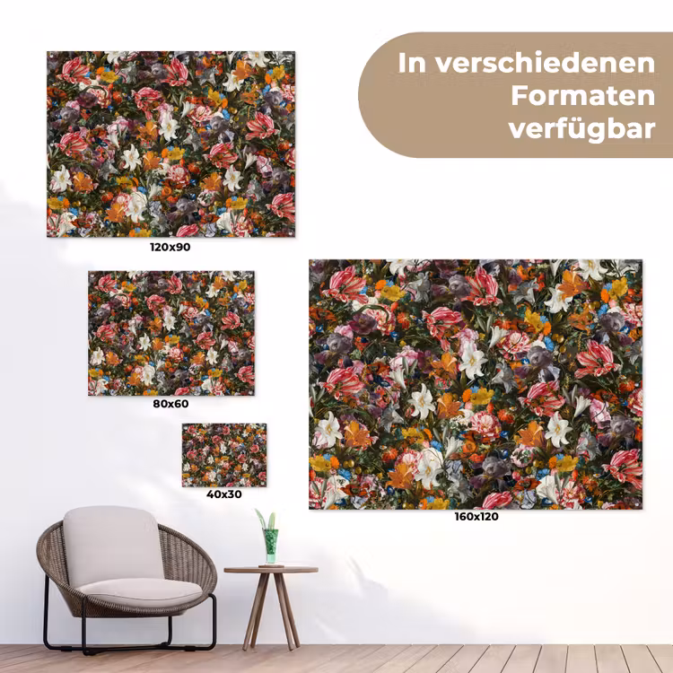 Bloemen - Vlinder - Design - Kunst - Abstract - Schilderij - Oude meesters tuinposter los doek klein -Xsfeer9_DE