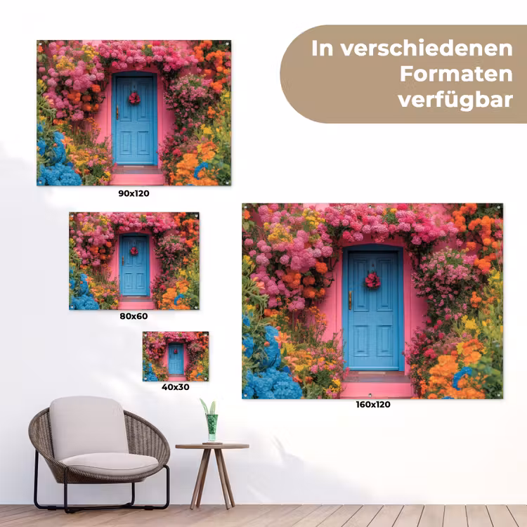 Bloemen - Deur - Roze tuinposter los doek klein -Xsfeer9_DE
