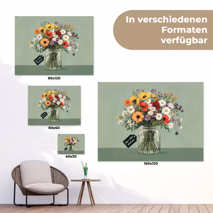 Bloemen - Vaas - Kaartje tuinposter los doek klein -Xsfeer9_DE