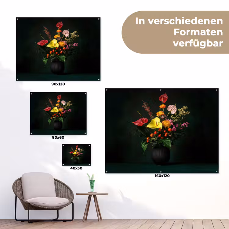Bloemen - Vaas - Zwart tuinposter los doek klein -Xsfeer9_DE