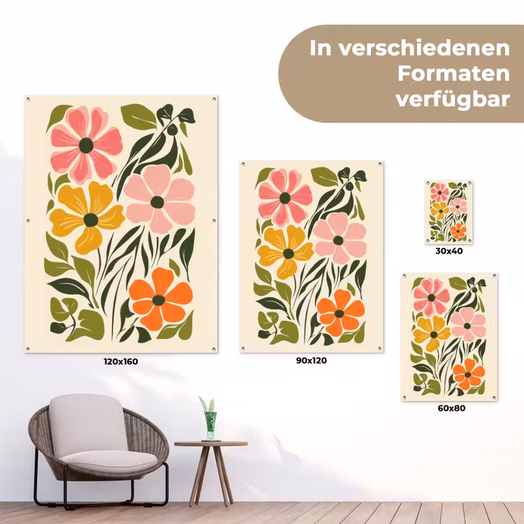Bloemen - Speels - Kleurrijk tuinposter los doek klein -Xsfeer9_DE
