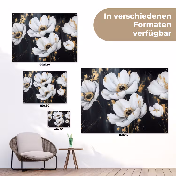 Bloemen - Wit - Abstract tuinposter los doek klein -Xsfeer9_DE