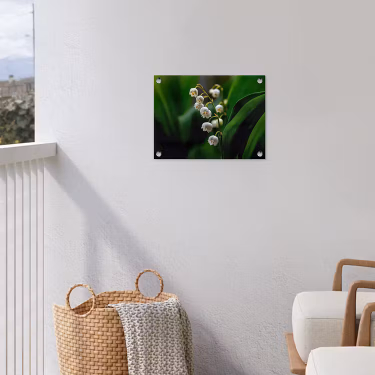 Bloemen - Wit - Bladeren - Lelietjes tuinposter los doek klein -sfeer8