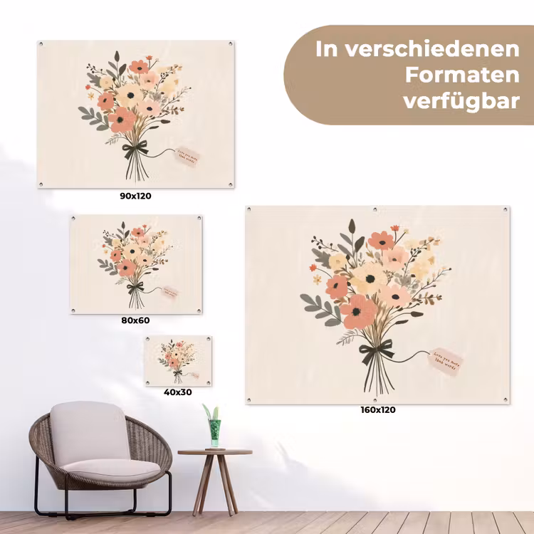 Bloemen - Quote - Beige - Lint tuinposter los doek klein -Xsfeer9_DE