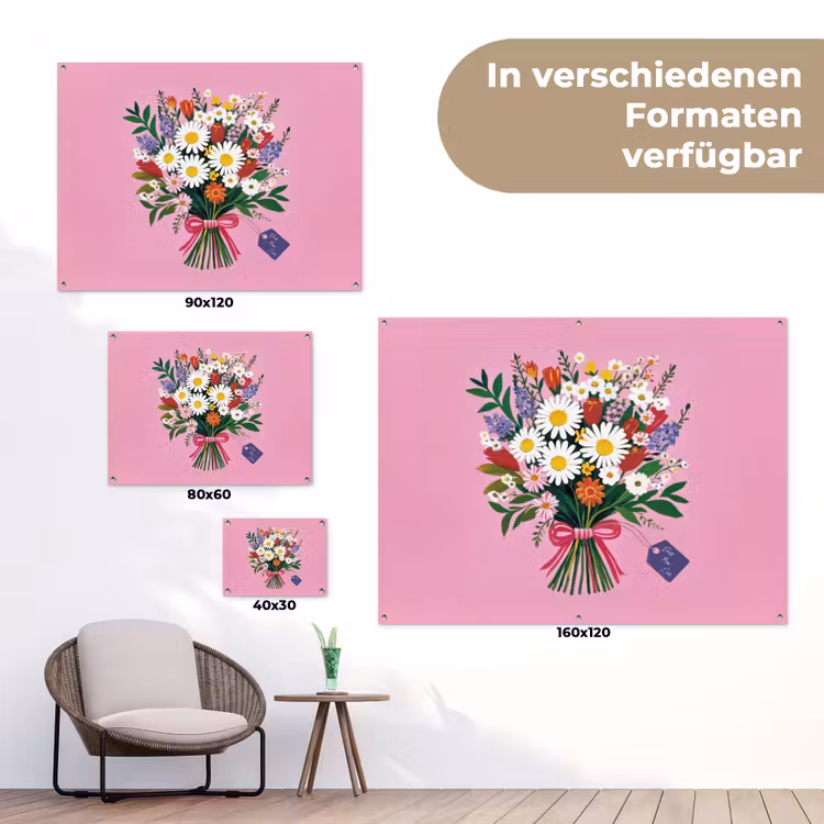 Bloemen - Quote - Kaartje - Kleurrijk tuinposter los doek klein -Xsfeer9_DE