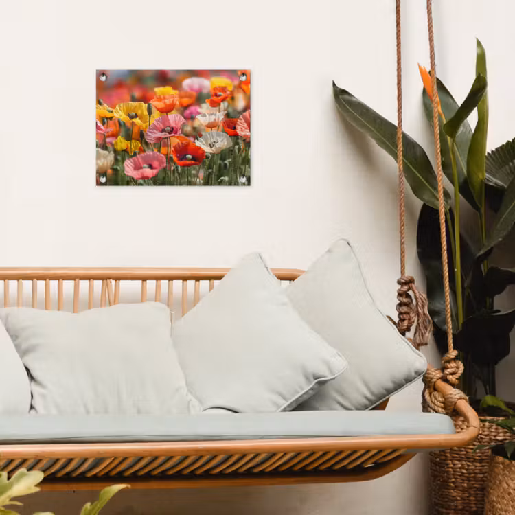 Bloemenveld - Klaprozen - Kleurrijk tuinposter los doek klein -sfeer7