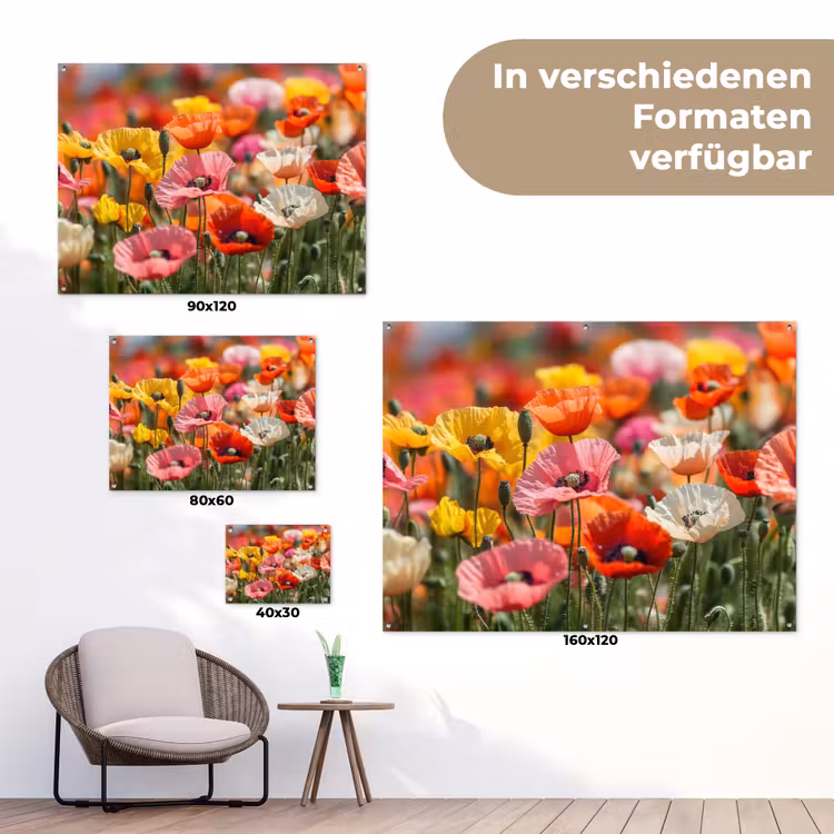 Bloemenveld - Klaprozen - Kleurrijk tuinposter los doek klein -Xsfeer9_DE