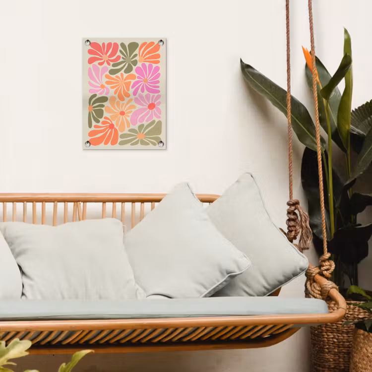 Bloemvormen - Retro - Kleurrijk tuinposter los doek klein -sfeer7