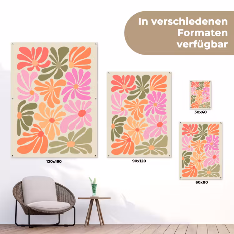 Bloemvormen - Retro - Kleurrijk tuinposter los doek klein -Xsfeer9_DE