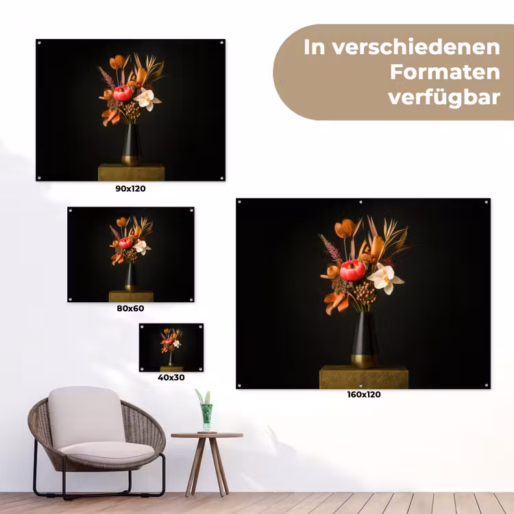 Boeket - Oranje - Gouden - vaas tuinposter los doek klein -Xsfeer9_DE