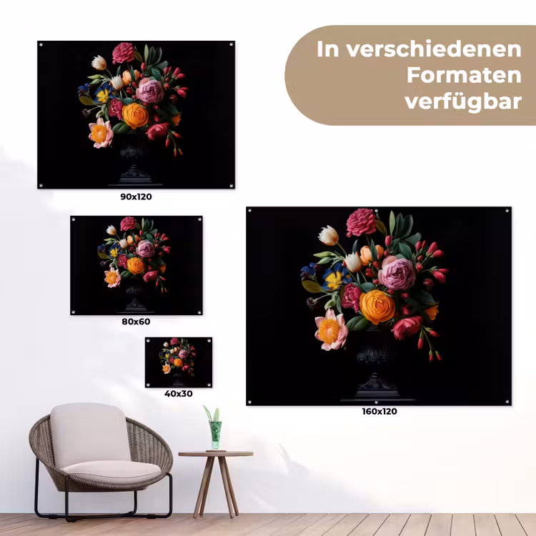 Boeket - Romantisch - Kleurrijk tuinposter los doek klein -Xsfeer9_DE