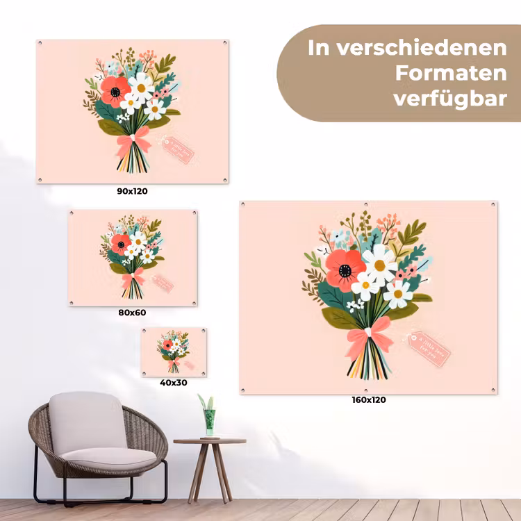Boeket - Strikje - Kaartje - Quote tuinposter los doek klein -Xsfeer9_DE