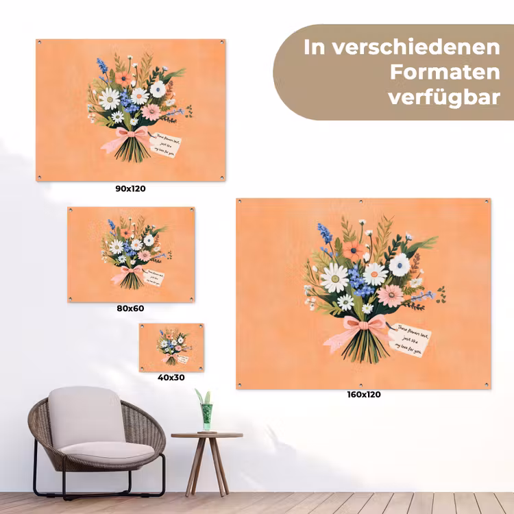 Boeket - Strikje - Quote tuinposter los doek klein -Xsfeer9_DE