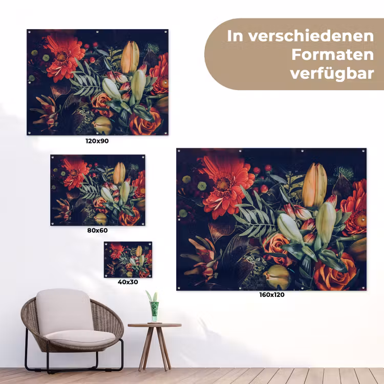 Boeket - Stilleven - Bloemen - Planten - Rood tuinposter los doek klein -Xsfeer9_DE