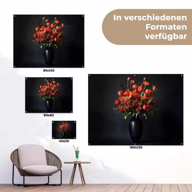 Boeket - Tulpen - Vaas - Rood tuinposter los doek klein -Xsfeer9_DE