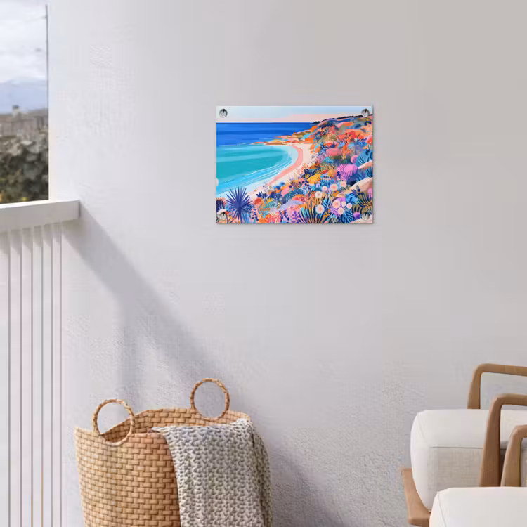 Bloemenweide - Zee - Zomers tuinposter los doek klein -sfeer8