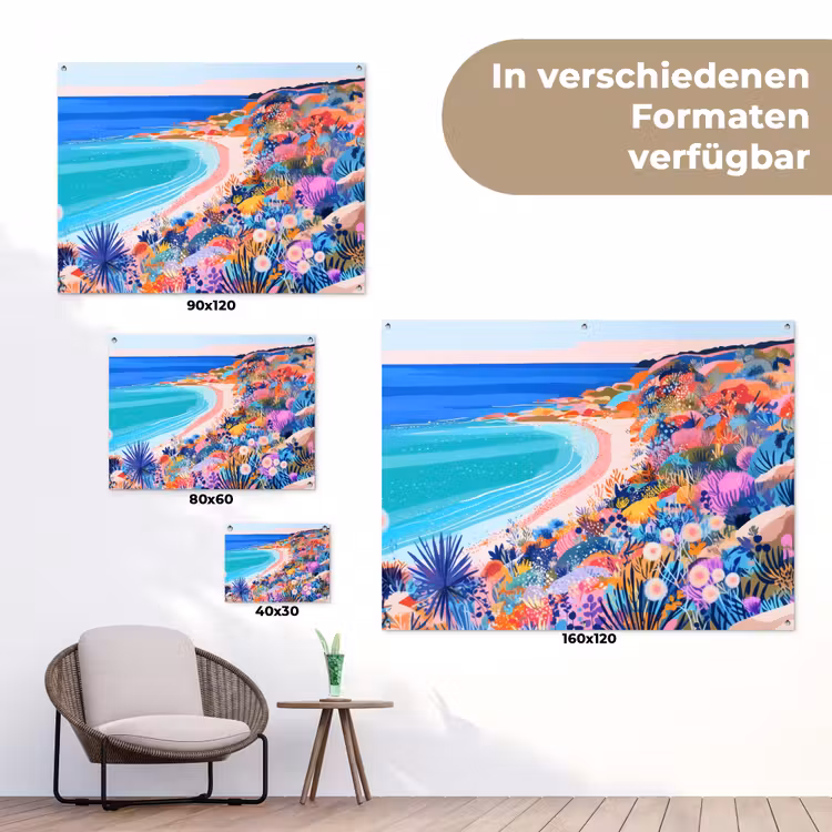 Bloemenweide - Zee - Zomers tuinposter los doek klein -Xsfeer9_DE