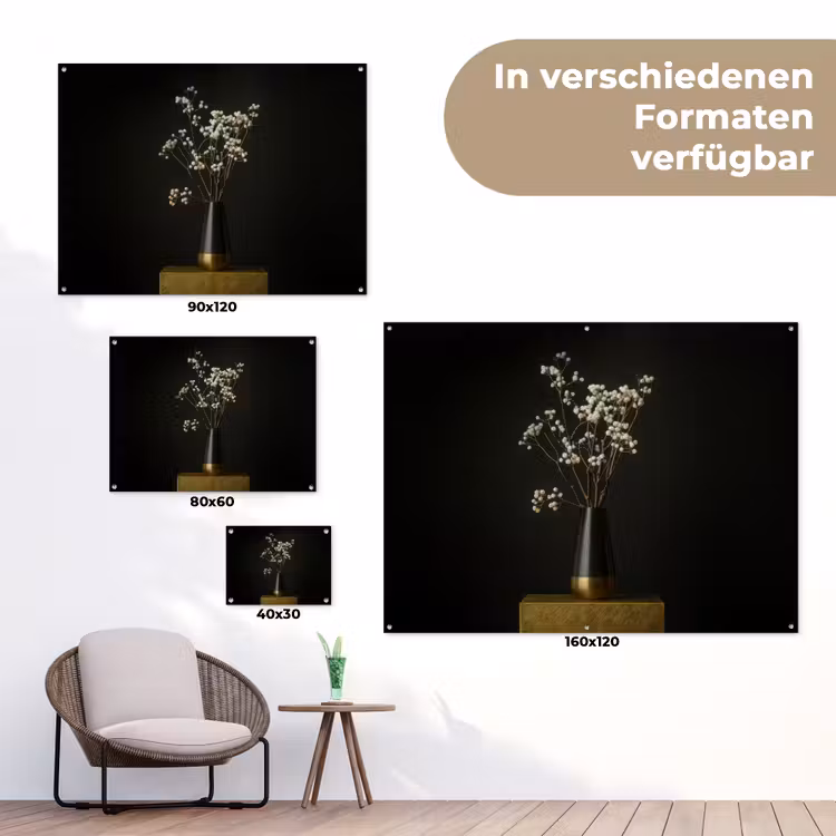 Bloembollen - Wit - Vaas - Minimalistisch tuinposter los doek klein -Xsfeer9_DE