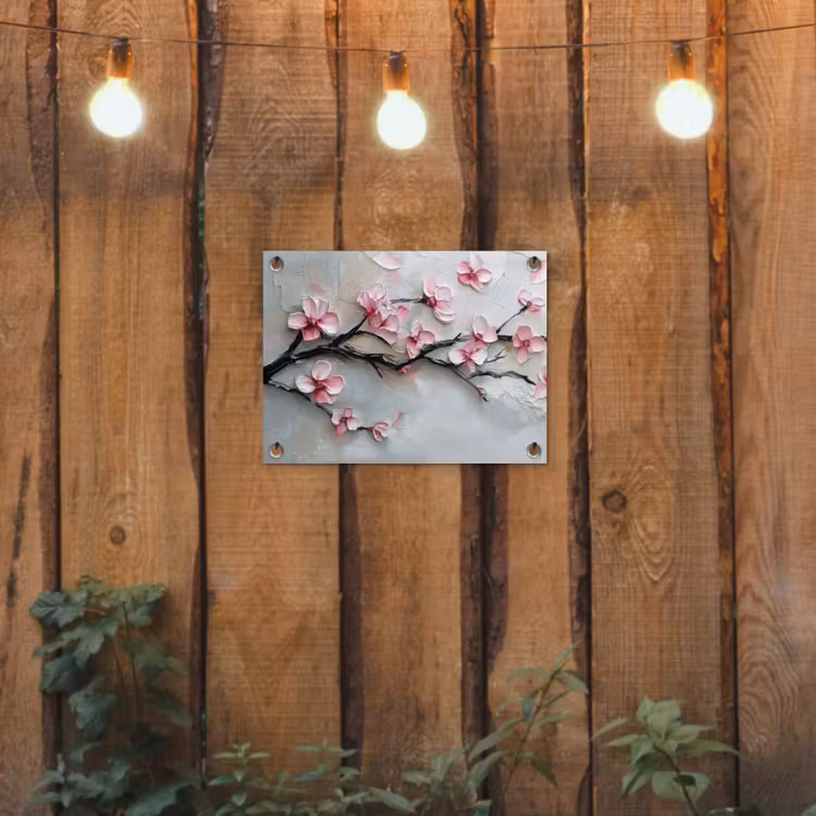 Bloesem - Kunstzinnig - Roze - Sakura tuinposter los doek klein -sfeer1