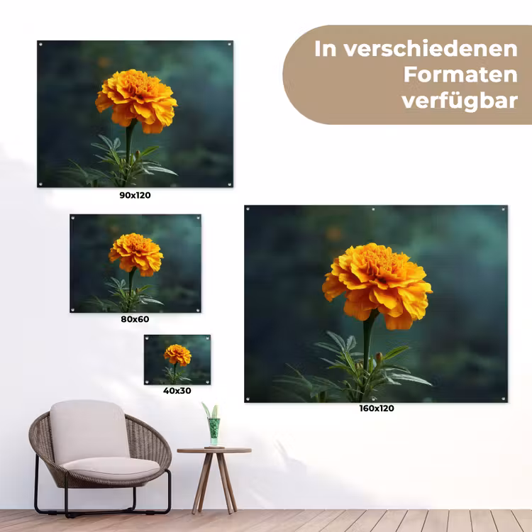 Bloemblaadjes - Afrikaan - Oranje - Wazig tuinposter los doek klein -Xsfeer9_DE