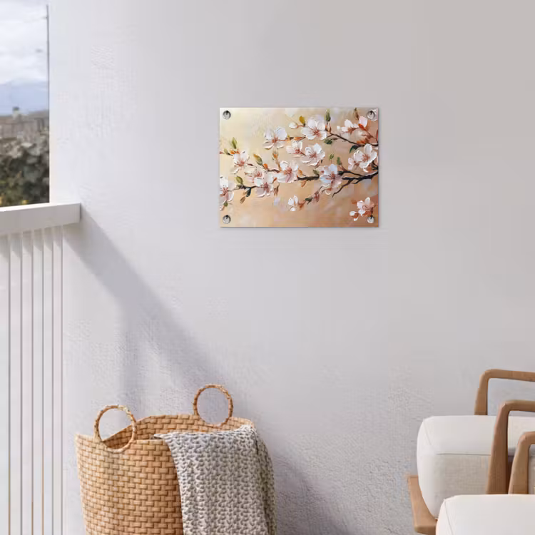 Bloesemtakken - Schilderachtig - Roze tuinposter los doek klein -sfeer8