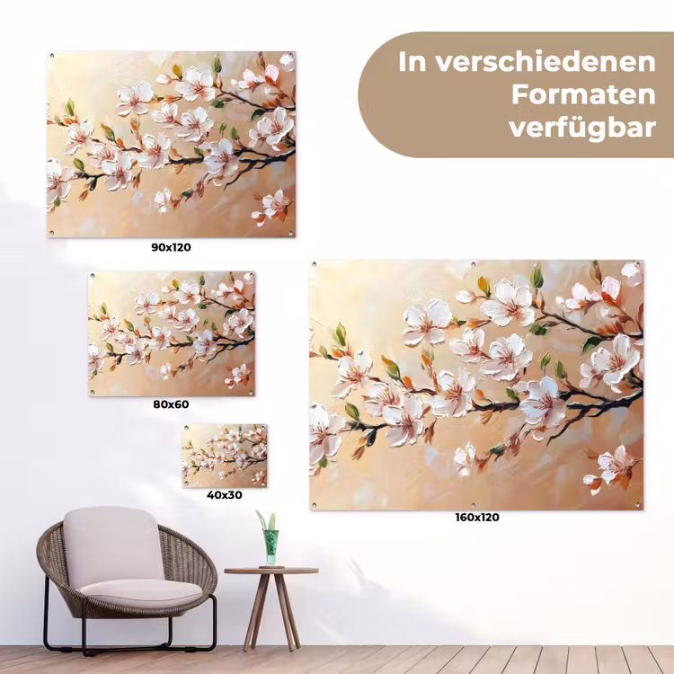 Bloesemtakken - Schilderachtig - Roze tuinposter los doek klein -Xsfeer9_DE