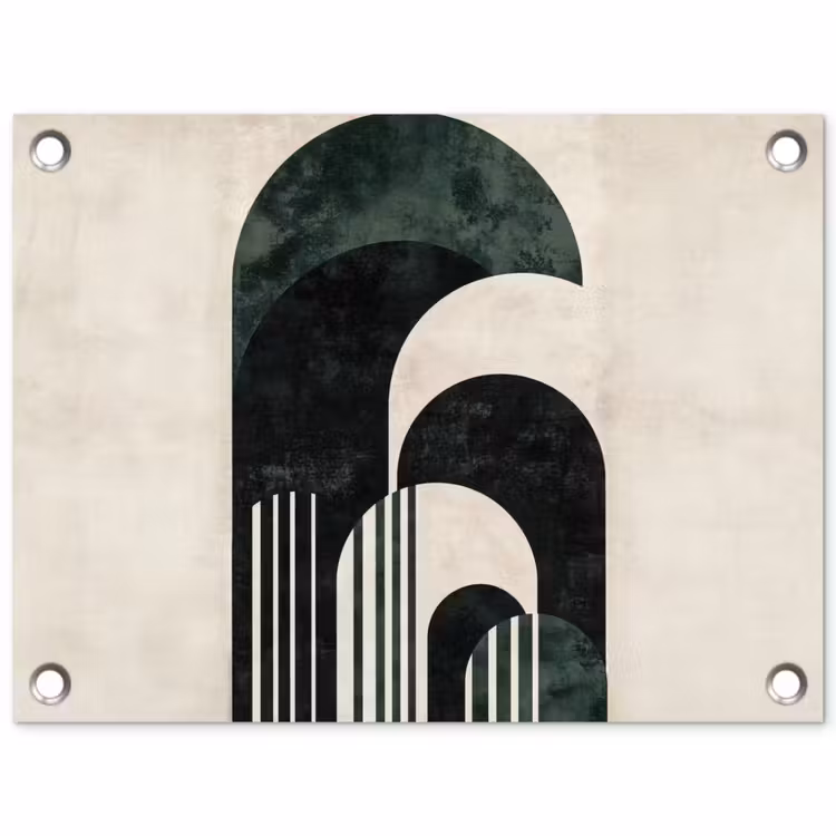 Bogen - Donkergroen - Lijnen tuinposter los doek klein -3d