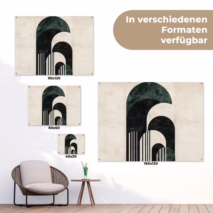 Bogen - Donkergroen - Lijnen tuinposter los doek klein -Xsfeer9_DE