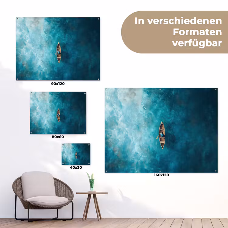 Bootje - Water - Blauw tuinposter los doek klein -Xsfeer9_DE
