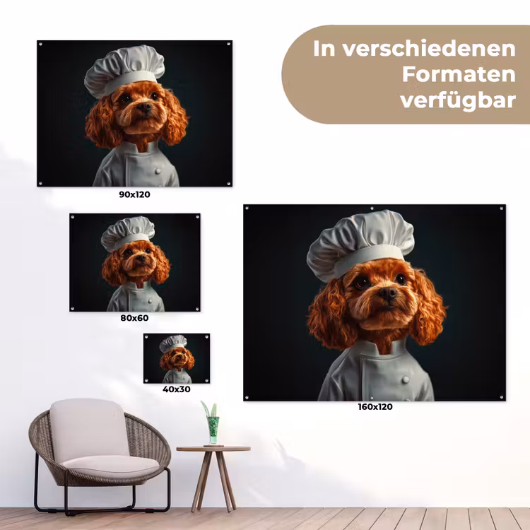 Bruin - Kok - Hondje tuinposter los doek klein -Xsfeer9_DE