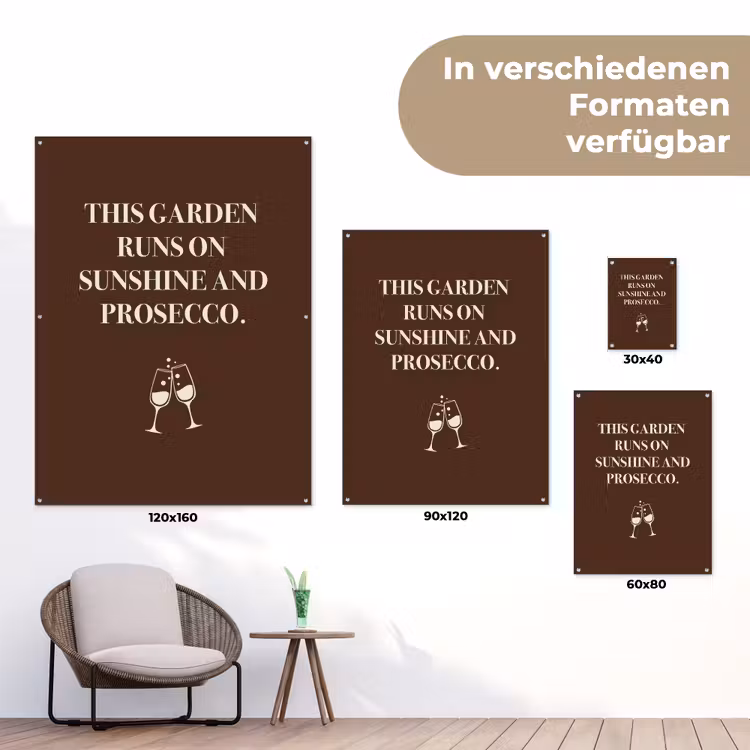 Bruin - Zomer - Quote - Drinken tuinposter los doek klein -Xsfeer9_DE