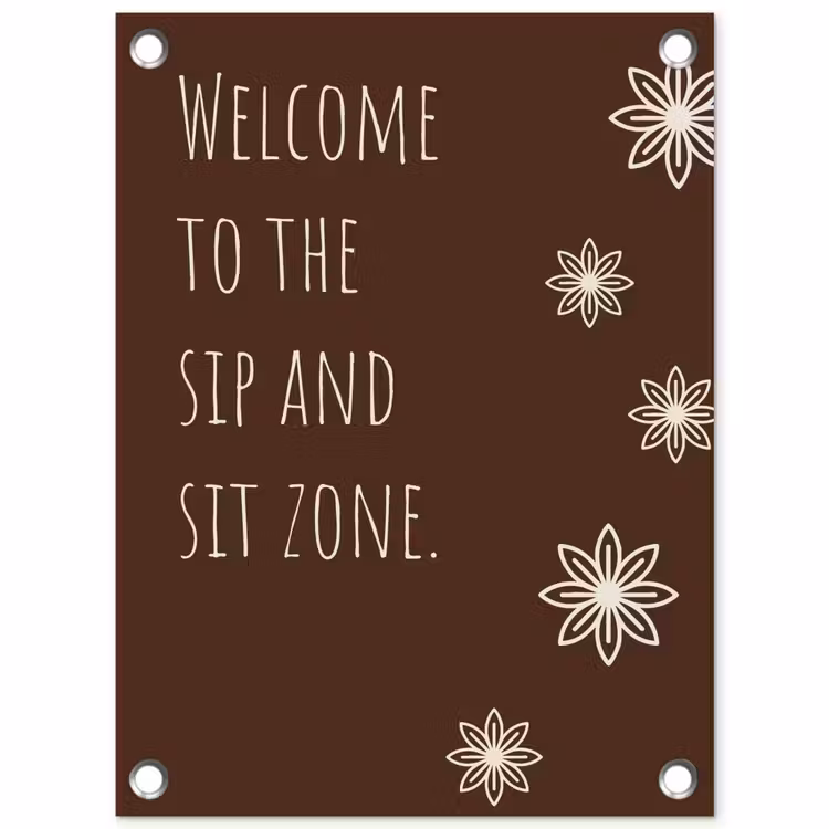 Bruin - Quote - Bloemen - Zomer tuinposter los doek klein -3d