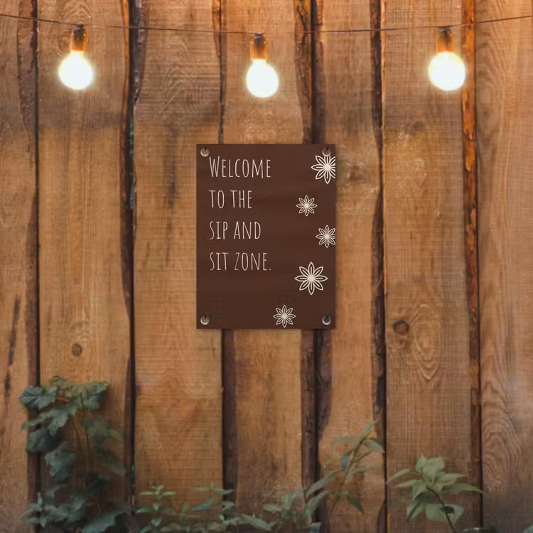Bruin - Quote - Bloemen - Zomer tuinposter los doek klein -sfeer1