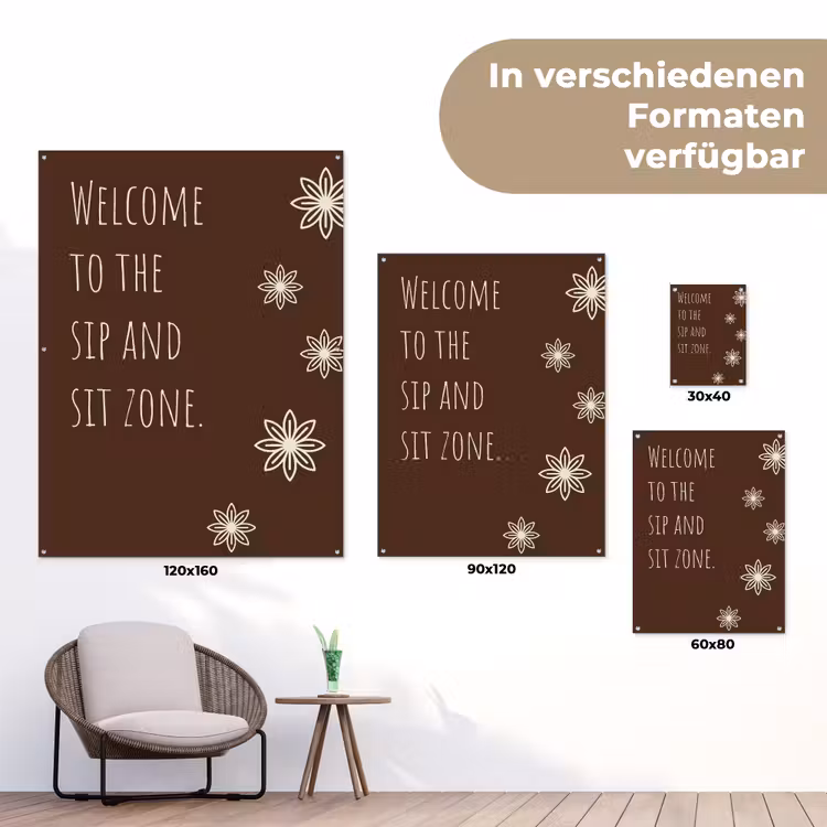 Bruin - Quote - Bloemen - Zomer tuinposter los doek klein -Xsfeer9_DE