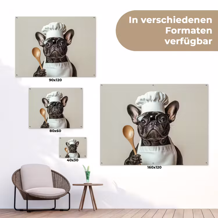 Bril - Hond - Kok tuinposter los doek klein -Xsfeer9_DE
