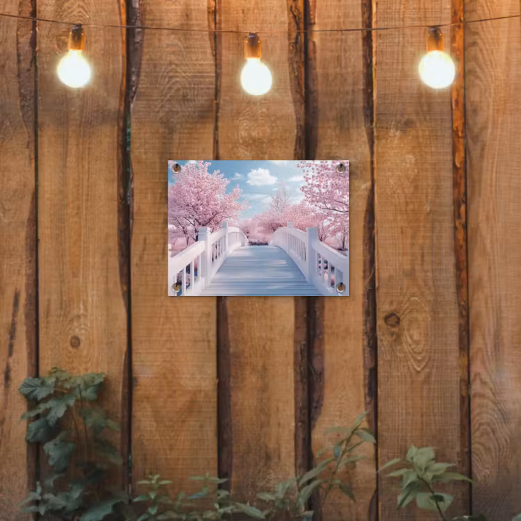 Brug - Kersenbomen - Wit tuinposter los doek klein -sfeer1