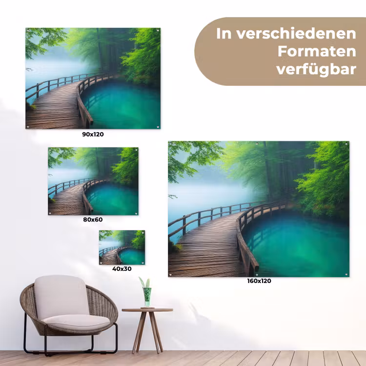 Brug - Water - Rivier - Bos tuinposter los doek klein -Xsfeer9_DE