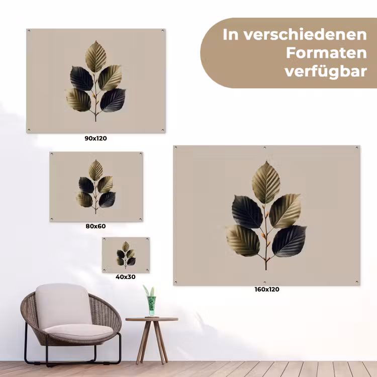 Beukenbladeren - Bruin - Groen - neutraal tuinposter los doek klein -Xsfeer9_DE