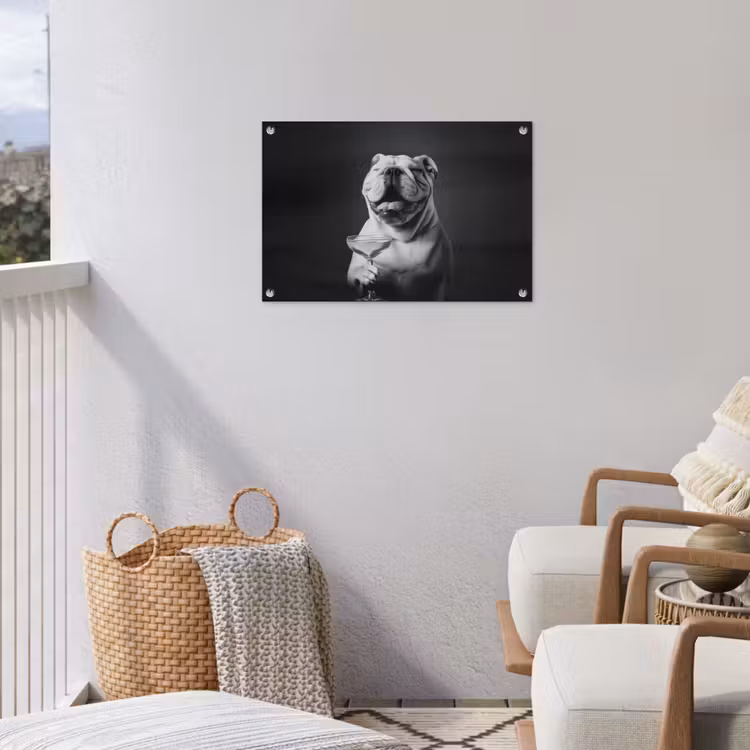 Buldog - Hond - Glas tuinposter los doek klein -sfeer8