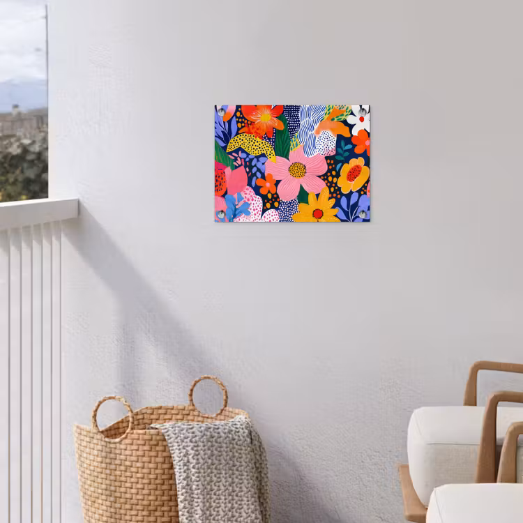 Kleurrijk - Bloemen - Abstract - Stippen tuinposter los doek klein -sfeer8