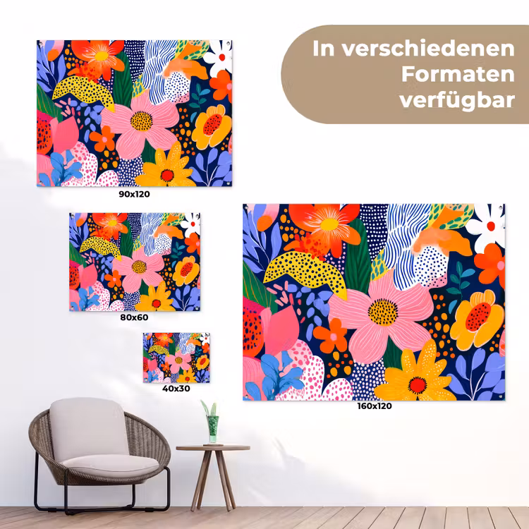 Kleurrijk - Bloemen - Abstract - Stippen tuinposter los doek klein -Xsfeer9_DE