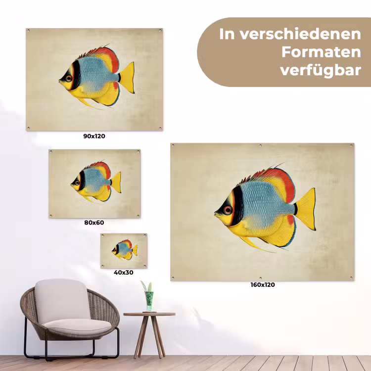 Kleurrijk - Vis - Schubben - Illustratie tuinposter los doek klein -Xsfeer9_DE