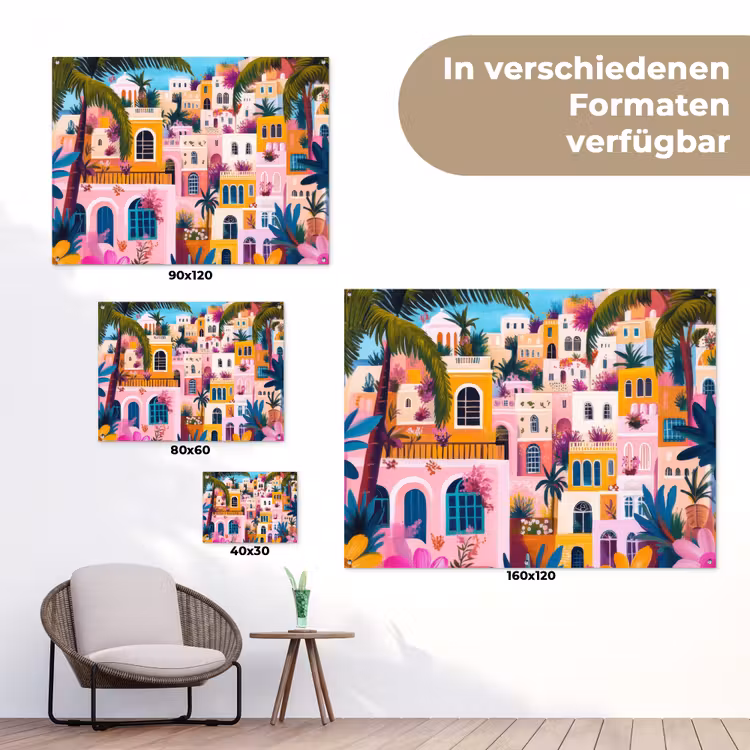 Kleurrijk - Roze - Oranje - Geel - Bloemen tuinposter los doek klein -Xsfeer9_DE