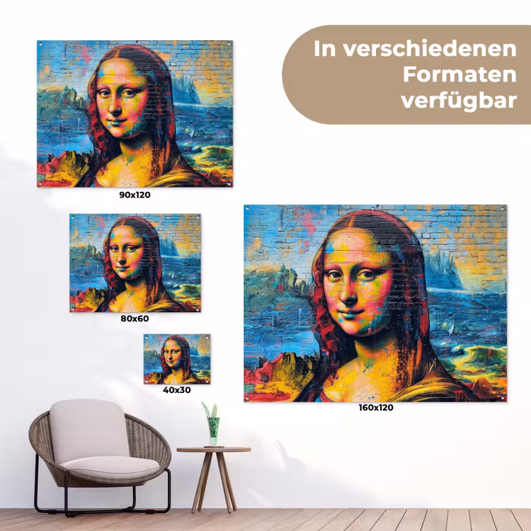 Kleurrijke Mona Lisa tuinposter los doek klein -Xsfeer9_DE
